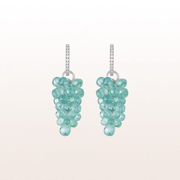 Earrings with brilliants 0,34ct and apatite in 18kt white gold