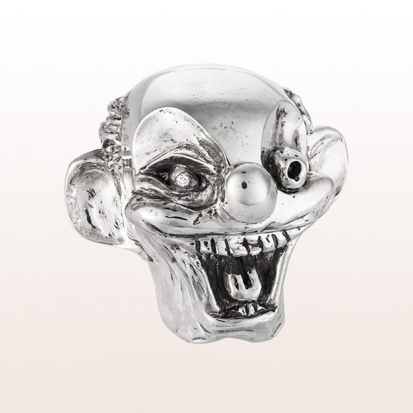 Paperweight "Uncle Joe´s Head" by artist George Condo with brilliant 0,07ct in 925 sterling silver