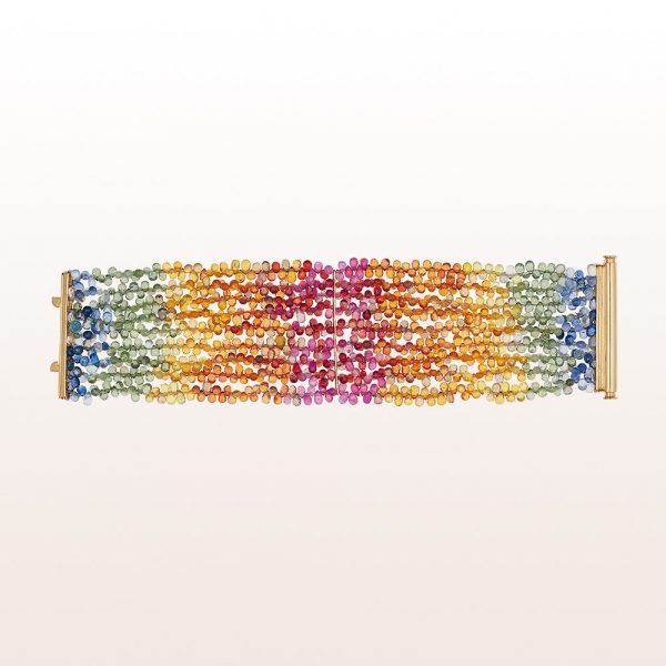 Bracelet with multi-coloured sapphire and an 18kt yellow gold clasp