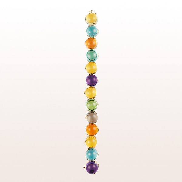 Bracelet with amethyst, beryl, quartz and topaz in 18kt yellow gold