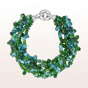 Bracelet diopside, topaz and an 18kt white gold clasp