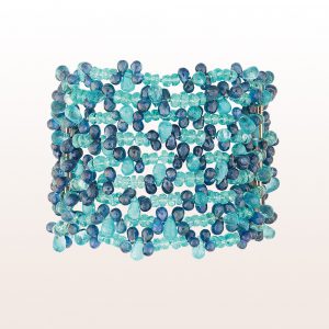 Bracelet with apatite, sapphire and an 18kt rose gold clasp