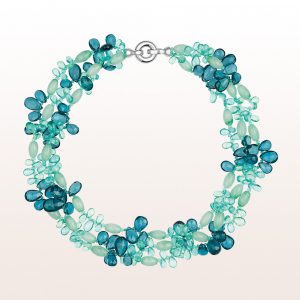 Necklace with topaz, apatite, jade and an 18kt white gold clasp