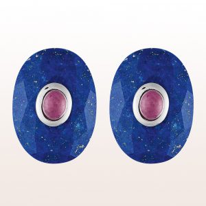 Cufflinks with lapis lazuli and ruby in 18kt silver