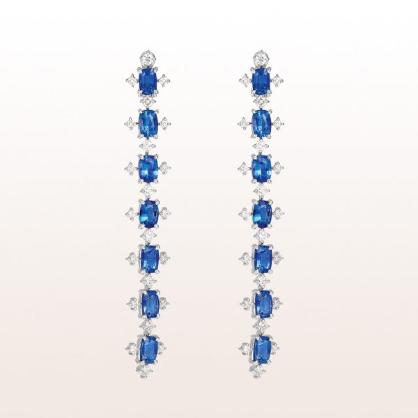 Earrings with sapphire 9,87ct and diamonds 2,05ct in platinum