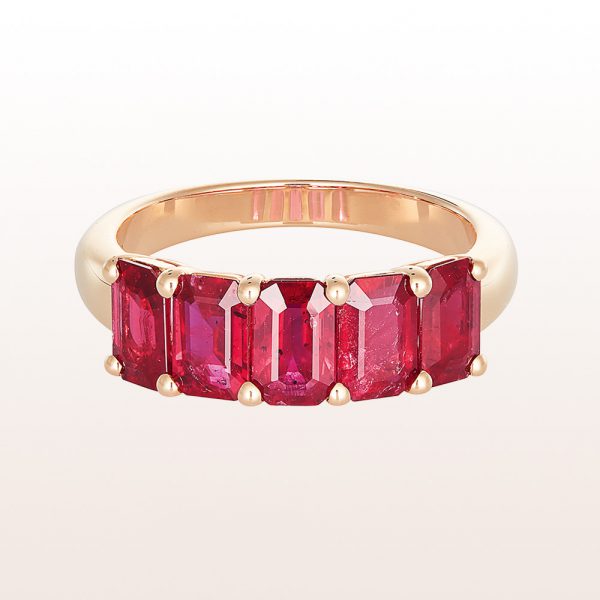 Ring with rubies 2,49ct in 18kt rose gold
