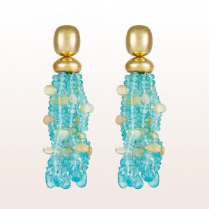 Earrings with apatite and opal in 18kt yellow gold