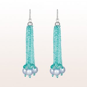 Earrings with apatite, pearls and brilliants in 18kt white gold