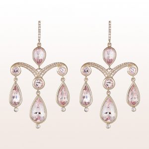 Earrings with morganite 12,69ct and brilliants 0,39ct in 18kt white gold