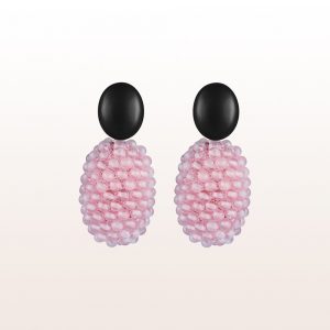 Earrings with onyx and rose quartz in 18kt rose gold