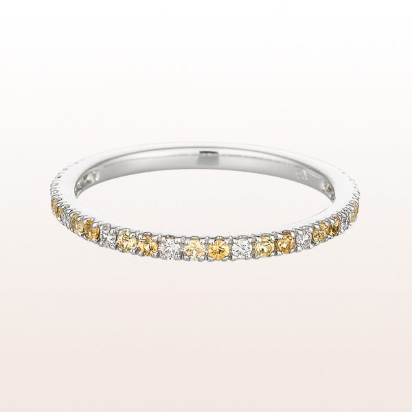 Ring mit gelben Saphiren und Diamanten in 18kt Weißgold