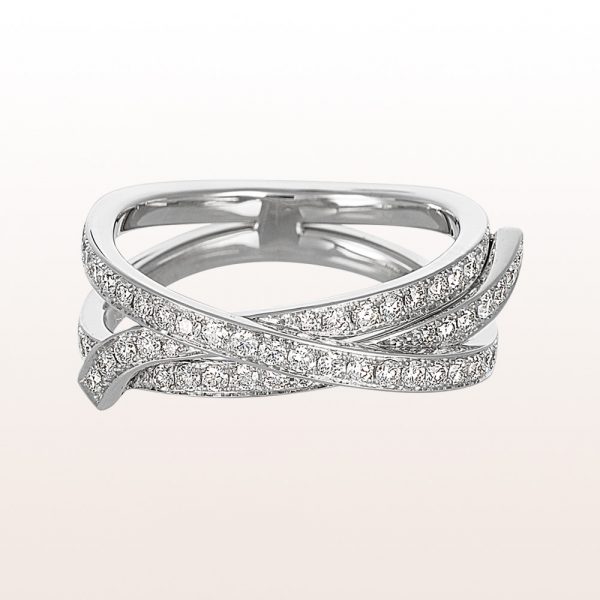 Ring "Webeleinstek" (engl. Clove hitch) by designer Julia Obermüller with brilliant cut diamonds 1,7ct in 18kt white gold