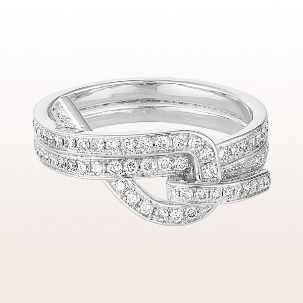 Ring "Notstek" by designer Julia Obermüller with brilliant cut diamonds 0,88ct in 18kt white gold