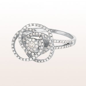 Ring with brilliant cut diamonds 0,42ct in 18kt white gold