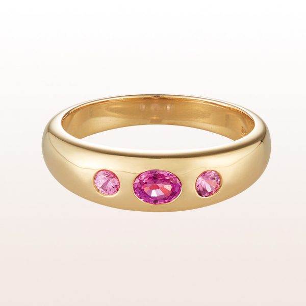 Alliance ring with pink sapphire 0,43ct in 18kt yellow gold