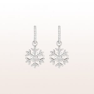 Earrings "snowflakes" with brilliants 0,48ct with brilliants 0,34ct in 18kt white gold