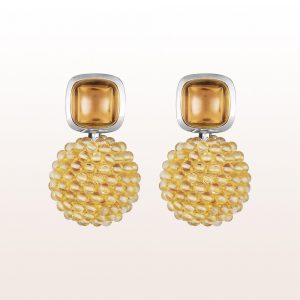 Earrings with mandarine garnet9,19ct and citrine in 18kt white gold