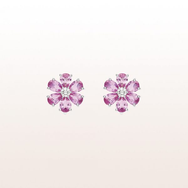 Ohrringe mit rosa Saphiren 5,49ct und Brillanten 0,29ct in 18kt Weißgold