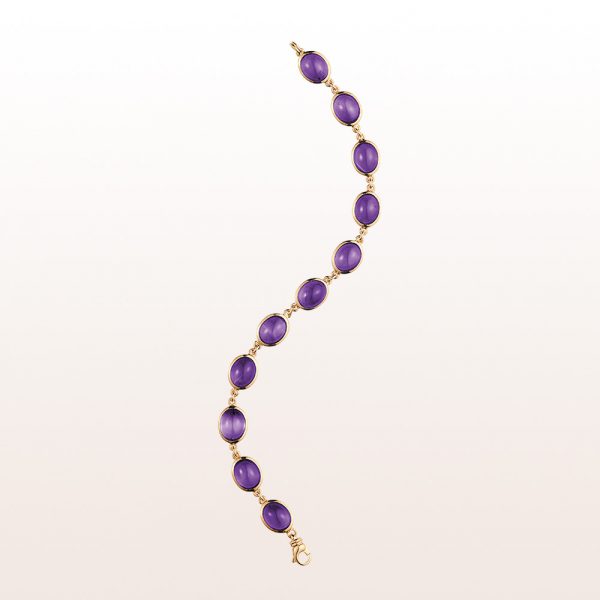 Bracelet with amethyst cabochons 27,32ct in 18kt rose gold