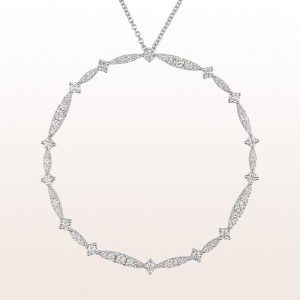 Necklace with brilliant cut diamonds 2,82ct in 18kt white gold