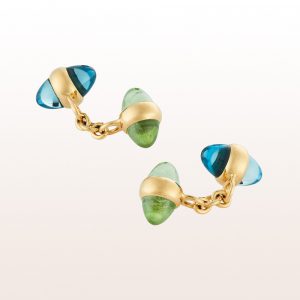 Cufflinks "Zeppeline" with peridot and topaz in 18kt yellow gold