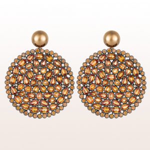 Earrings with orange sapphire in 18kt rose gold