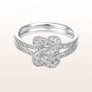 Knot-ring with brilliants 0,96ct in 18kt white gold