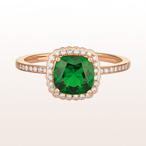 Rind with diopside and brilliants 0,15ct in 18kt rose gold