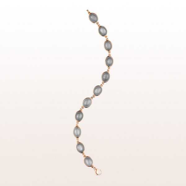 Bracelet with gray moonstone cabochons in 18kt rose gold