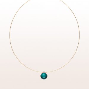 Necklace with topaz cabochon 5,00ct and brilliant cut diamonds 0,03ct in 18kt yellow gold