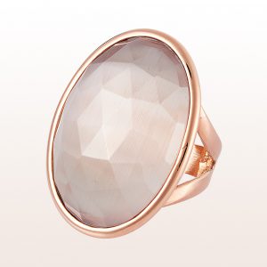 Ring with grey quartz 45,00ct in 18kt rose gold