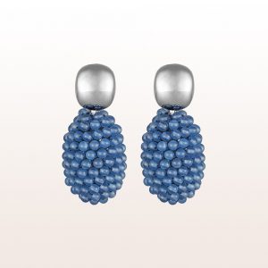 Earrings with blue-agate in 18kt white gold