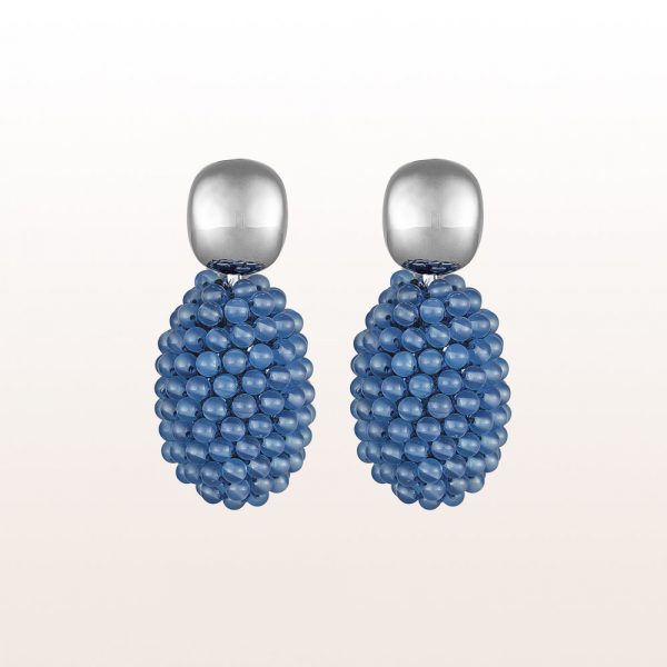 Earrings with blue-agate in 18kt white gold