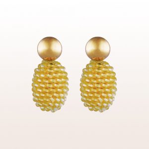 Earrings with citrine-coccinellas in 18kt yellow gold