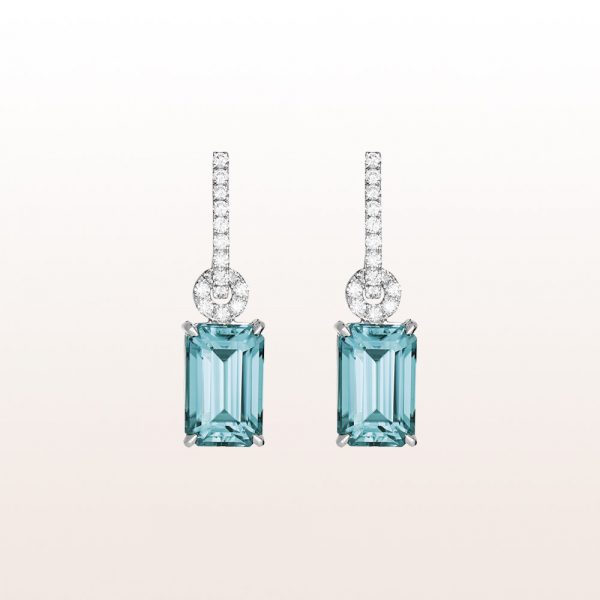 Earrings with blue zricones 15,62ct and brilliants 0,59ct in 18kt white gold