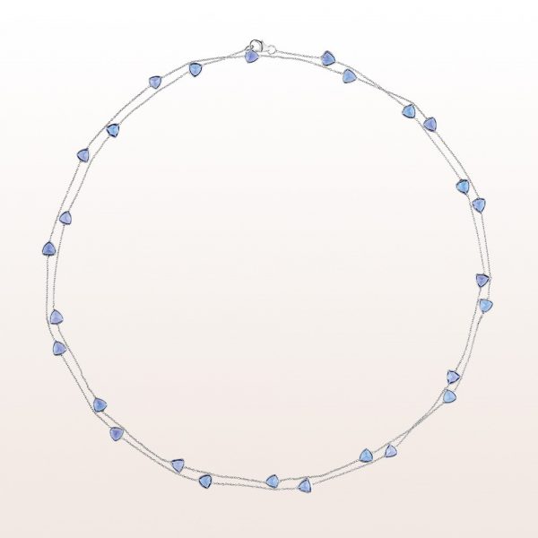 Necklace with tanzanite 12,43ct in 18kt white gold