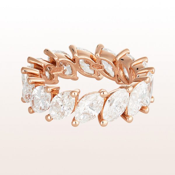 Ring with navette-diamonds 5,42ct in 18kt rose gold