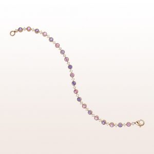 Armband mit rosa und violetten Saphiren und Brillanten in 18kt Roségold