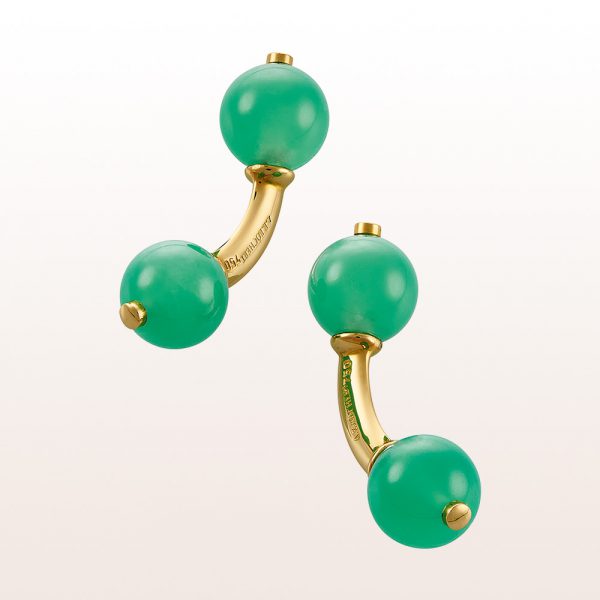 Cufflinks with chrysoprase in 18kt yellow gold
