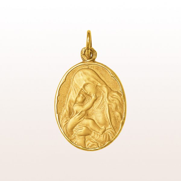 Pendant with madonna and child (19mm) in 14kt yellow gold