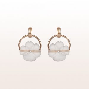 Earrings with rock cristal and brilliants 0,06ct in 18kt rose gold